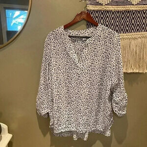 CAROLINA BELLE MONTREAL BLACK POLKA DOT COW PRINT BLOUSE SIZE 1X